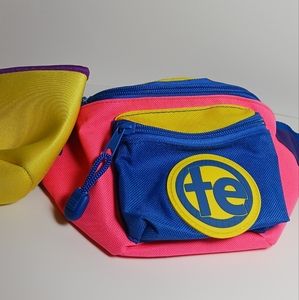 Tipsyelves Fanny Pack Waist Bag 80s Style Pink Blue Yellow